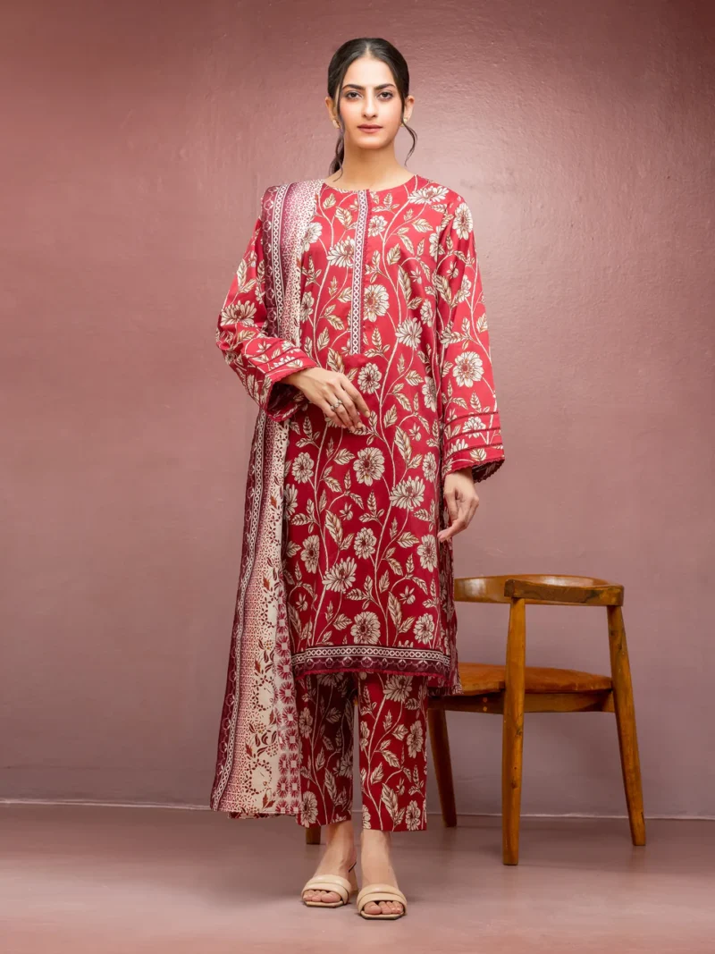 Maroon Printed Lawn 3 Piece - EDEWU5A1-35079-3P