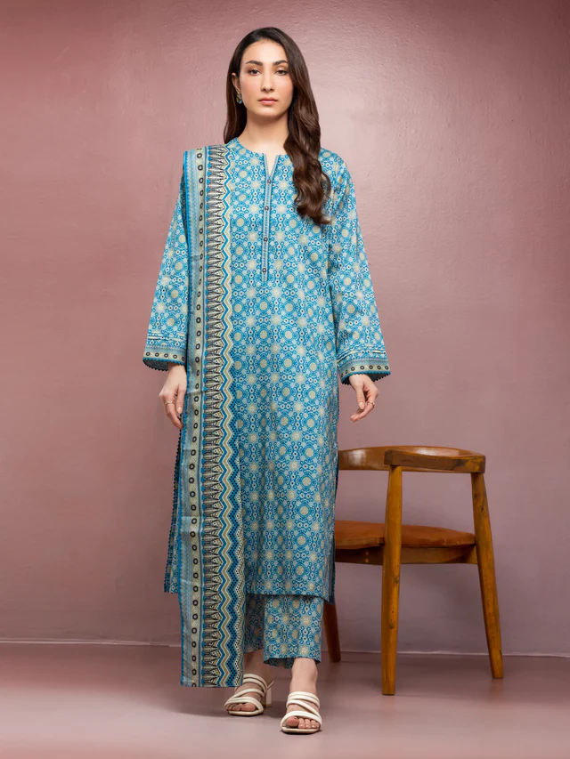 Blue Printed Lawn 3 Piece - EDEWU5A1-35109-3P
