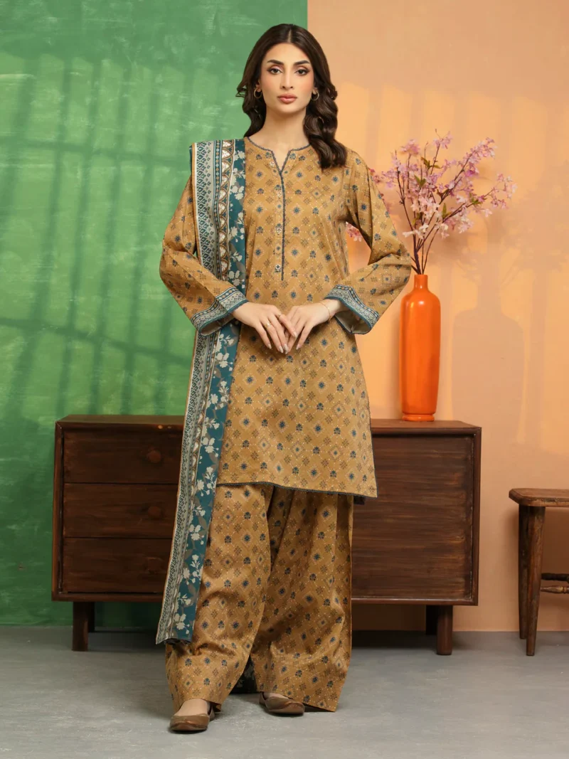 Mustard Printed Lawn 3 Piece - EDEWU5A1-35243-3P