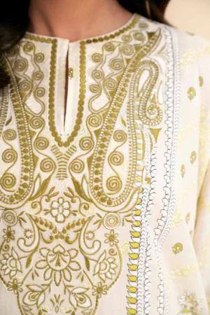 3 Piece - Flatbed Paste Embroidered Suit - NS42501660 - Image 5