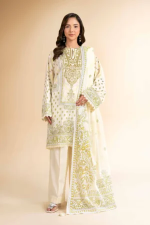 3 Piece - Flatbed Paste Embroidered Suit - NS42501660