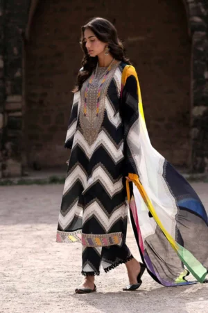 3 Piece - Digital Printed Embroidered Suit - NS42501700 - Image 2