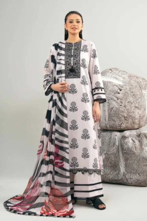 3 Piece - Printed Embroidered Suit - NS42502033 - Image 2