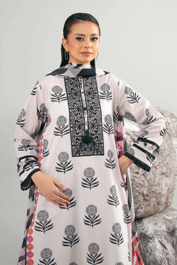 3 Piece - Printed Embroidered Suit - NS42502033