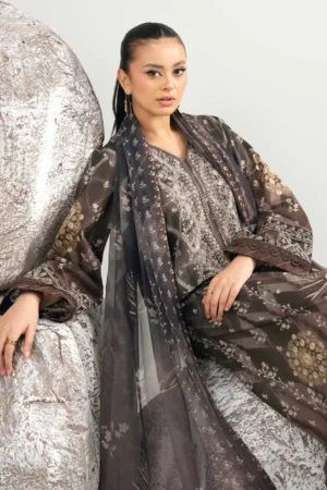 3 Piece - Digital Printed Embroidered Suit - NS42502038 - Image 5