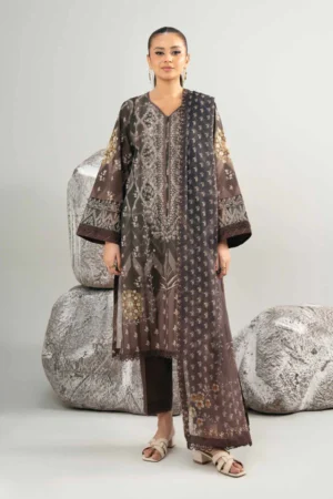3 Piece - Digital Printed Embroidered Suit - NS42502038 - Image 3
