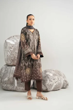 3 Piece - Digital Printed Embroidered Suit - NS42502038 - Image 2