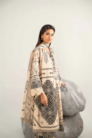3 Piece - Digital Printed Embroidered Suit - NS42502049 - Image 2