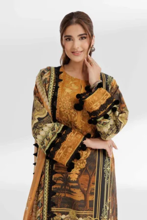 3 Piece - Digital Printed Embroidered Suit - NS42502143 - Image 2
