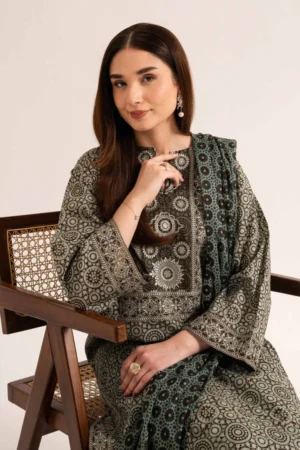 3 Piece - Printed Embroidered Suit - NS42519179 - Image 3