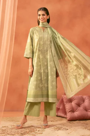 3 Piece - Printed Embroidered Suit - NSKFE25-149 - Image 2