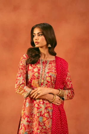 3 Piece - Printed Embroidered Suit - NSKFE25-166 - Image 3