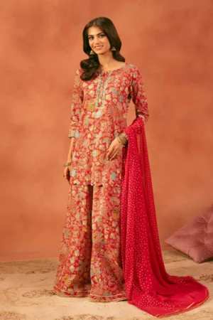 3 Piece - Printed Embroidered Suit - NSKFE25-166 - Image 5