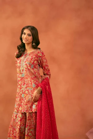 3 Piece - Printed Embroidered Suit - NSKFE25-166 - Image 6