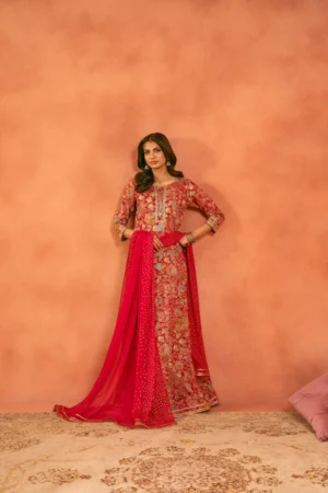 3 Piece - Printed Embroidered Suit - NSKFE25-166 - Image 7