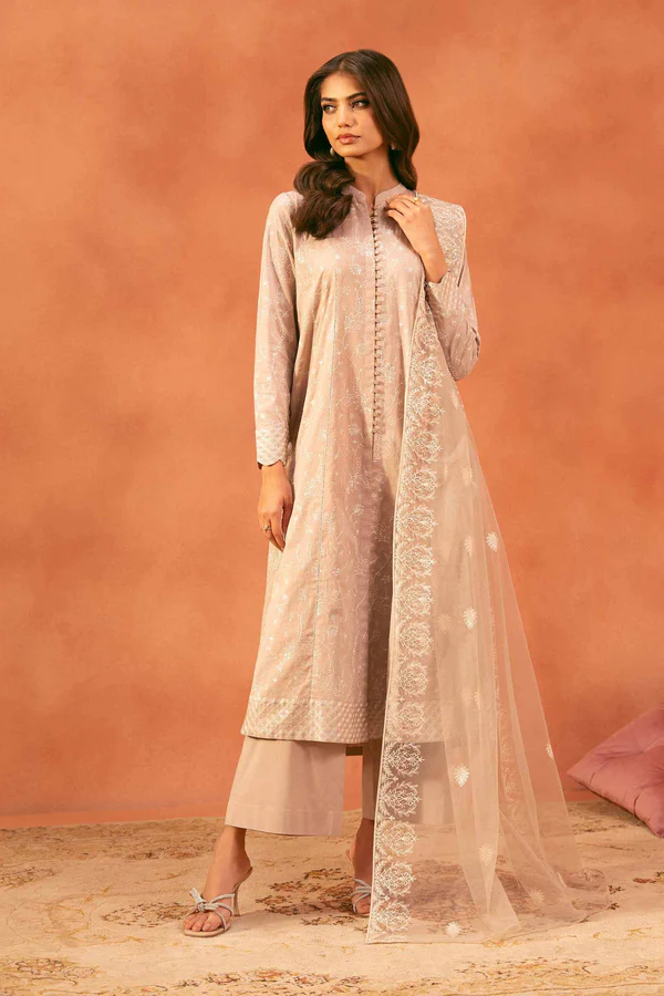 3 Piece - Embroidered Suit - NSKFE25-181