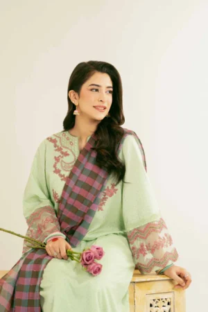 3 Piece - Embroidered Suit - NSPE25-171 - Image 5