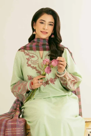 3 Piece - Embroidered Suit - NSPE25-171 - Image 2
