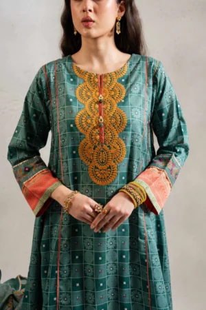 3 Piece - Printed Embroidered Suit - NSPE25-190 (KANTHA) - Image 2