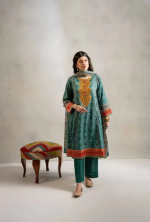 3 Piece - Printed Embroidered Suit - NSPE25-190 (KANTHA) - Image 3