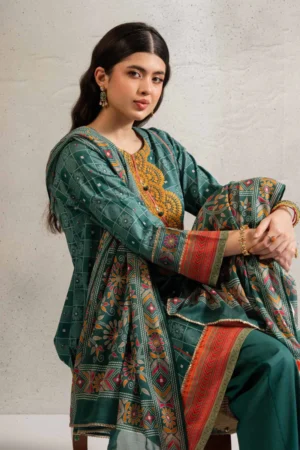 3 Piece - Printed Embroidered Suit - NSPE25-190 (KANTHA) - Image 4