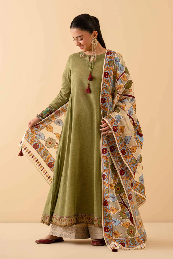 2 Piece - Printed Embroidered Suit - NSPE25-314