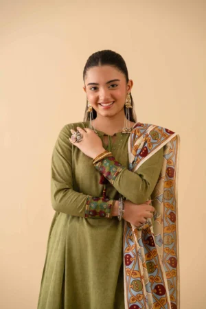 2 Piece - Printed Embroidered Suit - NSPE25-314 - Image 6