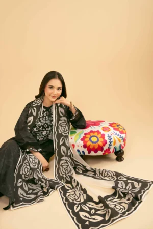 2 Piece - Embroidered Suit - NSPE25-453 - Image 4
