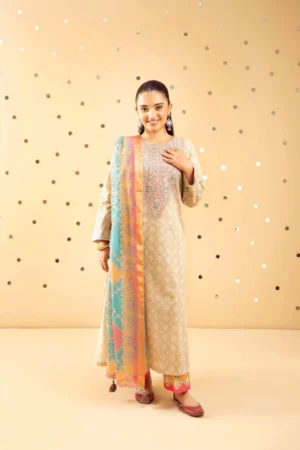 3 Piece - Printed Embroidered Suit - NSPE25-489 MIRROR WORK - Image 5