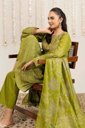 3 Piece - Printed Embroidered Suit - NSPE25-494 - Image 5