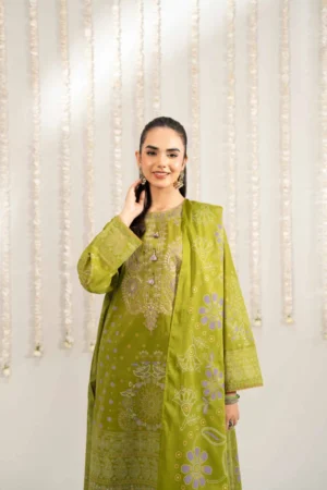 3 Piece - Printed Embroidered Suit - NSPE25-494 - Image 3