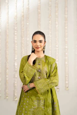 3 Piece - Printed Embroidered Suit - NSPE25-494 - Image 2