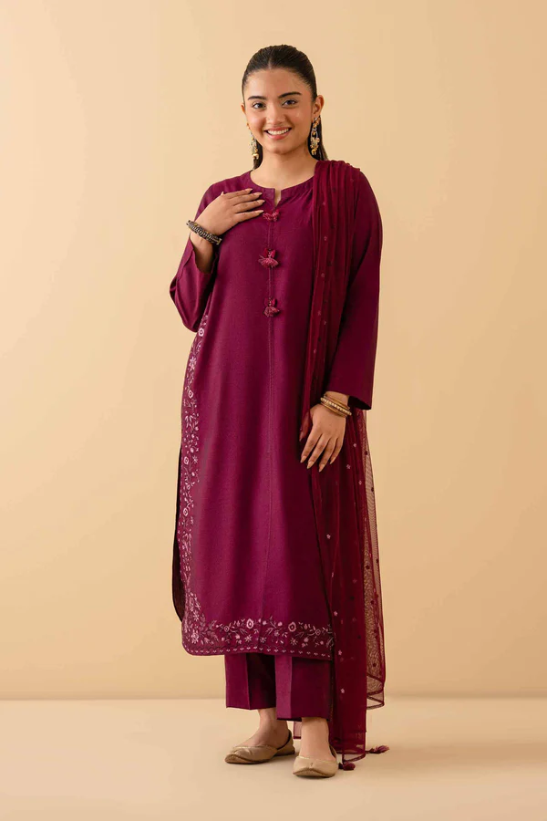 3 Piece - Embroidered Suit - NSPE25-509 (KALAM KARI)