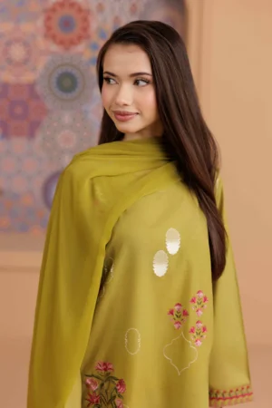 3 Piece - Printed Embroidered Suit - PS25-196 MOROCCAN - Image 2