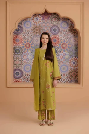 3 Piece - Printed Embroidered Suit - PS25-196 MOROCCAN - Image 4