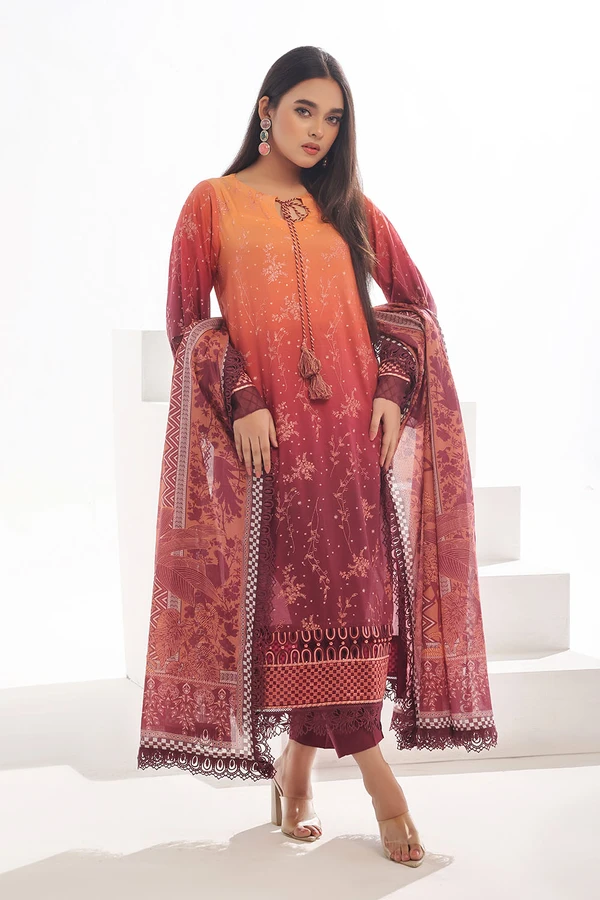 3 Piece Unstitched Embroidered Lawn Suit IDDN-42046