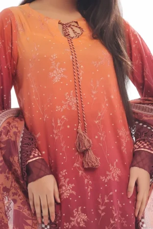 3 Piece Unstitched Embroidered Lawn Suit IDDN-42046 - Image 3