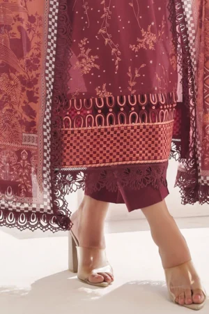3 Piece Unstitched Embroidered Lawn Suit IDDN-42046 - Image 4