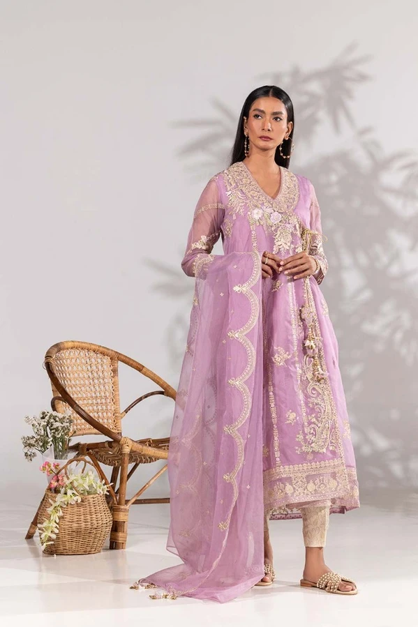 3 Piece Organza Embroidered Suit IDILP-23-172