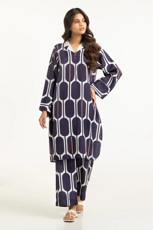 Textured Dobby Printed Co-Ord Set IDIPST-44686