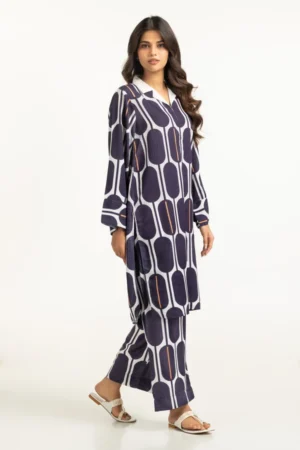 Textured Dobby Printed Co-Ord Set IDIPST-44686 - Image 3