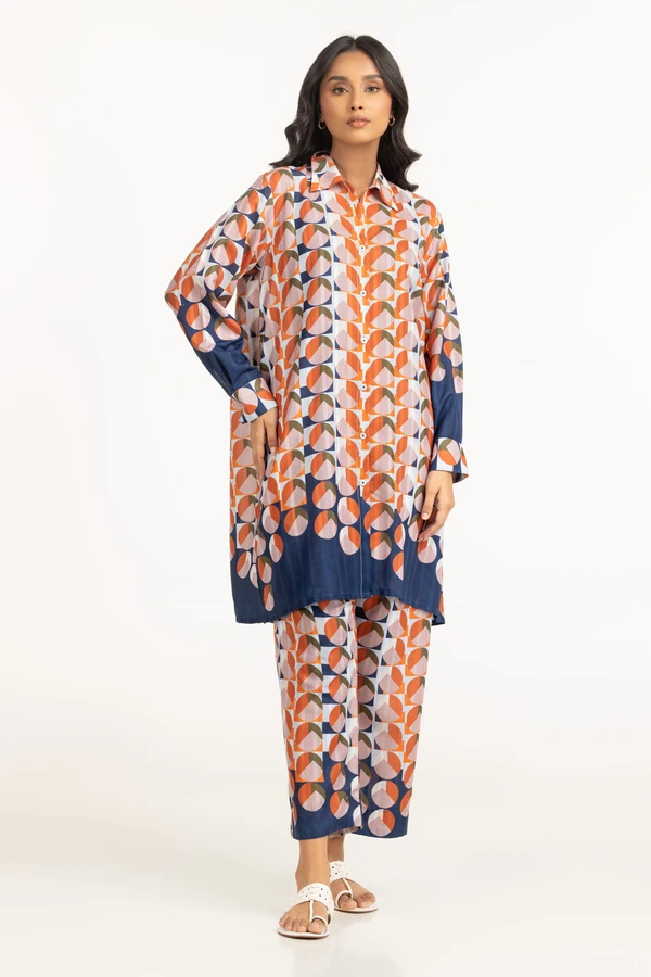 Textured Dobby Printed Co-Ord Set IDIPST-44687