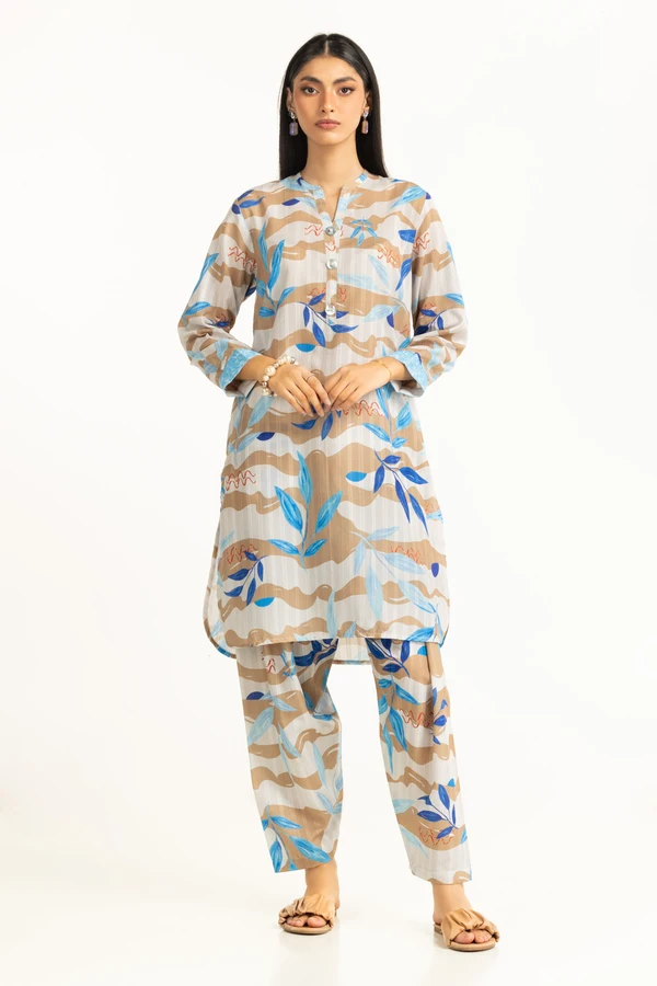 Textured Dobby Printed Co-Ord Set IDIPST-44800