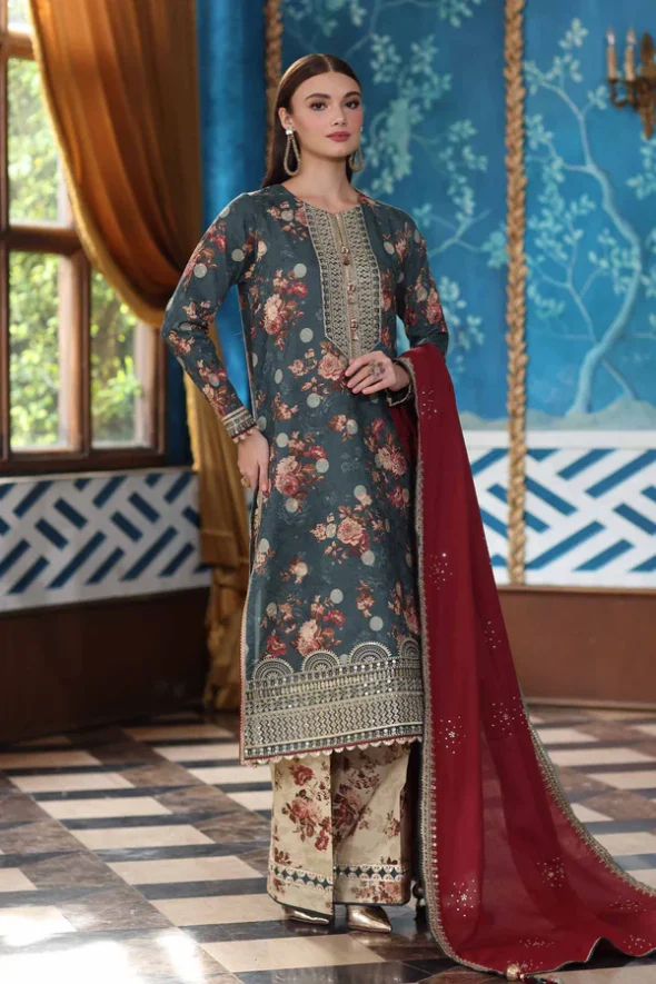 3 Piece - Digital Printed Embroidered Suit - SAF2724